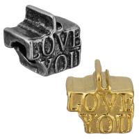 Stainless Steel European Beads, word love you, plated, without troll Approx 5mm 