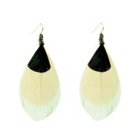 Fashion Feather Earring , Zinc Alloy, with Feather, iron earring hook, antique bronze color plated, for woman, lead & cadmium free 