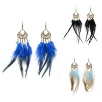 Fashion Feather Earring , Zinc Alloy, with Feather, iron earring hook, antique bronze color plated, for woman lead & cadmium free 