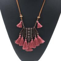 Zinc Alloy Sweater Chain Necklace, with Caddice & Velveteen Cord, Tassel, antique copper color plated, for woman & enamel lead & cadmium free, 80mm Approx 35 Inch 