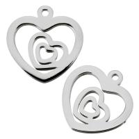 pendentifs de cœur en inox , acier inoxydable, coeur, couleur originale Environ 1.5mm, Vendu par PC