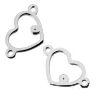 Stainless Steel Charm Connector, Heart, 1/1 loop, original color Approx 1mm 