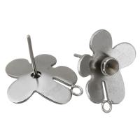 Stainless Steel Earring Stud Component, Flower, with loop, original color 0.7mm Approx 1.5mm, Inner Approx 3mm 