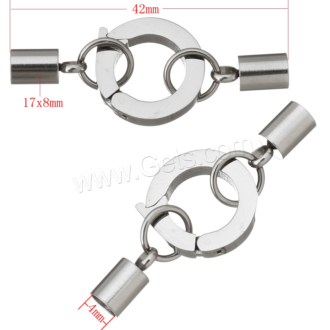 Stainless Steel Fold over Clasp, different size for choice & with end cap, original color, Sold By Set
