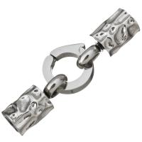 Stainless Steel Fold over Clasp, with end cap, original color, 50mm Inner Approx 6mm 