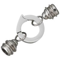 Stainless Steel Fold over Clasp, with end cap, original color, 40mm Inner Approx 4mm 