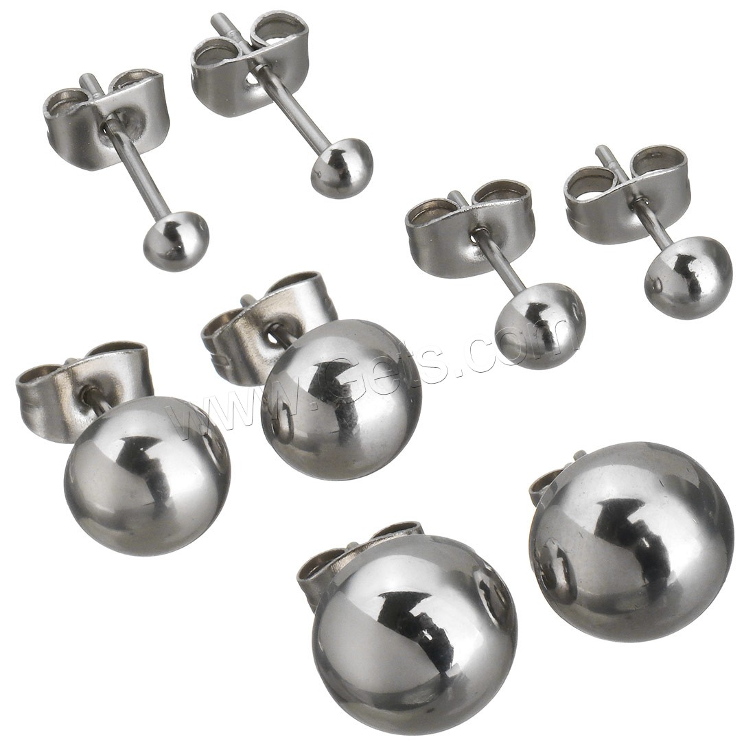 Stainless Steel Stud Earring, different size for choice & for woman, original color, 12Pairs/Lot, Sold By Lot