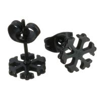 Stainless Steel Stud Earring, Snowflake, black ionic, for woman 