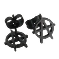 Stainless Steel Stud Earring, black ionic, for woman 
