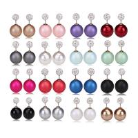 Acrylic Double Faced Stud Earring, with Rhinestone Clay Pave, stainless steel post pin, Round, imitation pearl & for woman 
