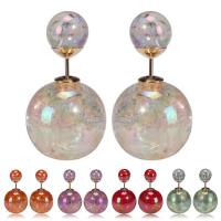 Acrylic Double Faced Stud Earring, stainless steel post pin, Round, colorful plated, for woman 