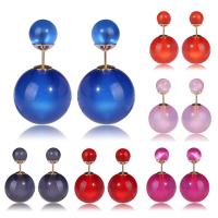 Acrylic Double Faced Stud Earring, stainless steel post pin, Round, for woman & jelly style 