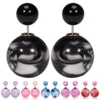 Acrylic Double Faced Stud Earring, stainless steel post pin, Round, for woman 