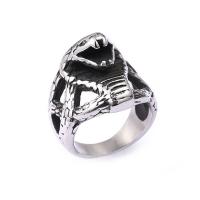 Titanium Steel Finger Ring, Snake & for man & blacken, 4mm 