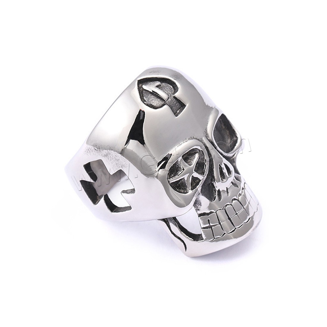 Titanium Steel Finger Ring, Skull, polished, different size for choice & for man & blacken, 8mm, Sold By PC