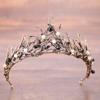 Bridal Tiaras, Zinc Alloy, with ABS Plastic Pearl & Crystal, Crown, plated, for bridal & faceted & with rhinestone lead & cadmium free, 65mm 