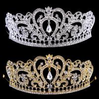 Bridal Tiaras, Zinc Alloy, with Crystal, Crown, plated, for bridal & faceted & with rhinestone lead & cadmium free, 70mm 