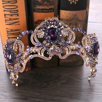 Bridal Tiaras, Zinc Alloy, with Crystal, Crown, gold color plated, for bridal & faceted & with rhinestone, lead & cadmium free, 70mm 