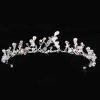 Bridal Tiaras, Zinc Alloy, with ABS Plastic Pearl & Crystal, Crown, plated, for bridal & faceted & with rhinestone lead & cadmium free, 35mm 