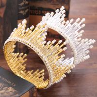 Bridal Tiaras, Zinc Alloy, with ABS Plastic Pearl, Crown, plated, for bridal & with rhinestone lead & cadmium free, 85mm 