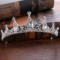 Bridal Tiaras, Zinc Alloy, with Crystal, Crown, silver color plated, for bridal & faceted & with rhinestone, lead & cadmium free, 55mm 