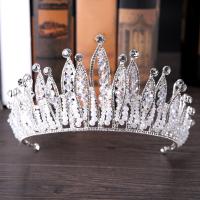 Bridal Tiaras, Zinc Alloy, with Crystal, Crown, silver color plated, for bridal & faceted & with rhinestone, lead & cadmium free, 55mm 