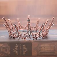 Bridal Tiaras, Zinc Alloy, with Crystal, Crown, antique copper color plated, for bridal & faceted & with rhinestone, lead & cadmium free, 55mm 
