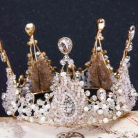 Bridal Tiaras, Zinc Alloy, with Crystal, Crown, gold color plated, for bridal & faceted & with rhinestone, lead & cadmium free, 110mm 