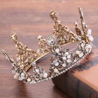 Bridal Tiaras, Zinc Alloy, with Crystal, Crown, plated, for bridal & faceted & with rhinestone lead & cadmium free, 70mm 