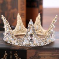 Bridal Tiaras, Zinc Alloy, with Crystal, Crown, gold color plated, for bridal & faceted & with rhinestone, lead & cadmium free, 70mm 