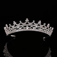 Bridal Tiaras, Zinc Alloy, with Crystal, Crown, silver color plated, for bridal & faceted & with rhinestone, lead & cadmium free, 40mm 