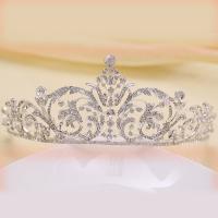 Bridal Tiaras, Zinc Alloy, with Crystal, Crown, silver color plated, for bridal & faceted & with rhinestone, lead & cadmium free, 50mm 
