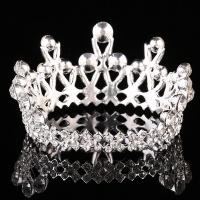 Bridal Tiaras, Zinc Alloy, with Crystal, Crown, silver color plated, for bridal & faceted & with rhinestone, lead & cadmium free, 70mm 