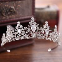 Bridal Tiaras, Zinc Alloy, with Crystal, Crown, platinum color plated, for bridal & faceted & with rhinestone, lead & cadmium free, 60mm 