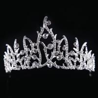 Bridal Tiaras, Zinc Alloy, with Crystal, Crown, platinum color plated, for bridal & faceted & with rhinestone, lead & cadmium free, 65mm 