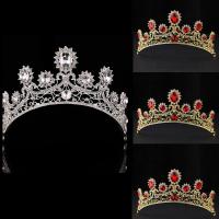 Bridal Tiaras, Zinc Alloy, with Crystal, Crown, plated, for bridal & faceted & with rhinestone lead & cadmium free, 60mm 