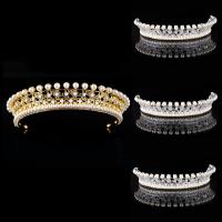 Bridal Tiaras, Zinc Alloy, with ABS Plastic Pearl, Crown, plated, for bridal & with rhinestone lead & cadmium free, 40mm 