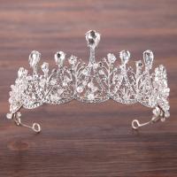 Bridal Tiaras, Zinc Alloy, with Crystal, Crown, platinum color plated, for bridal & faceted & with rhinestone, lead & cadmium free, 50mm 