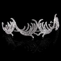 Bridal Tiaras, Zinc Alloy, Crown, platinum color plated, for bridal & with rhinestone, lead & cadmium free, 50mm 