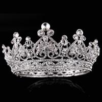 Bridal Tiaras, Zinc Alloy, with Crystal, Crown, platinum color plated, for bridal & faceted & with rhinestone, lead & cadmium free, 60mm 