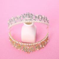 Bridal Tiaras, Zinc Alloy, with ABS Plastic Pearl, Crown, plated, for bridal & with rhinestone lead & cadmium free, 40mm 
