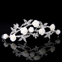 Bridal Tiaras, Zinc Alloy, with Resin, Crown, platinum color plated, for bridal & with rhinestone, lead & cadmium free, 50mm 