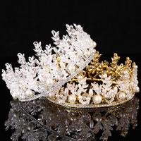 Bridal Tiaras, Zinc Alloy, with ABS Plastic Pearl, Crown, plated, for bridal & with rhinestone lead & cadmium free, 55mm 