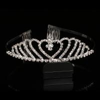 Bridal Tiaras, Zinc Alloy, Crown, platinum color plated, for bridal & with rhinestone, lead & cadmium free, 55mm 