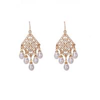 Plastic Pearl Zinc Alloy Earring, with ABS Plastic Pearl, iron earring hook, Tassel, gold color plated, imitation pearl & for woman, lead & cadmium free 