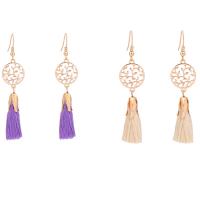 Fashion Tassel Earring, Zinc Alloy, with Nylon Cord, iron earring hook, gold color plated, for woman lead & cadmium free 