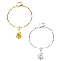 Brass Bracelets, with 3cm extender chain, Monkey, plated, snake chain & for woman lead & cadmium free Approx 7.5 Inch 
