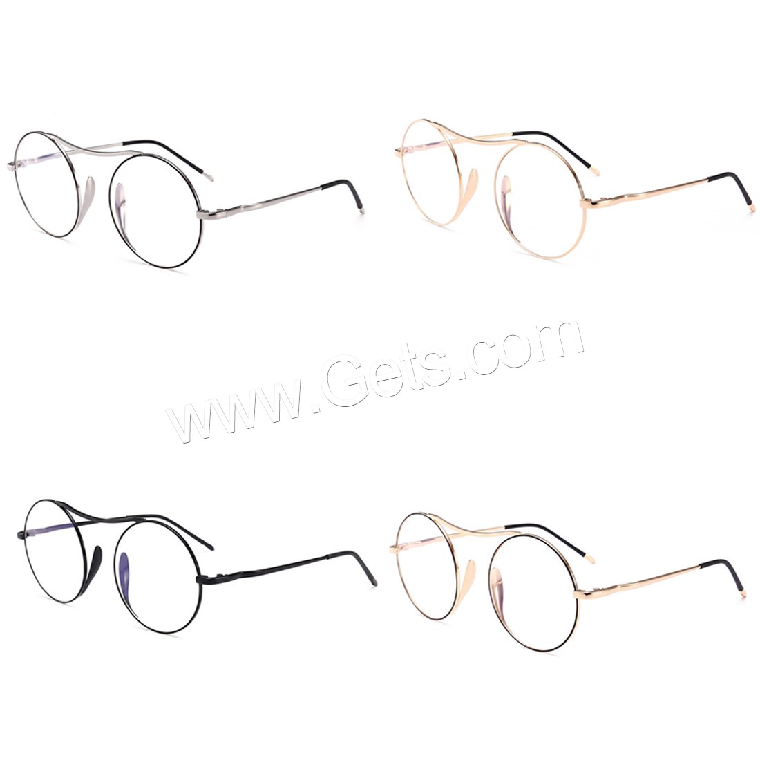 Clear Plain Glasses, Metal Alloy, with PC plastic lens, vintage & Unisex & different designs for choice, 136x145x53mm, Sold By PC