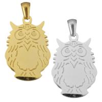Stainless Steel Animal Pendants, Owl, plated, polished Approx 