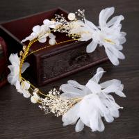 Nuptiale Couronne cheveux, Laine soie, avec Plastique ABS perle & Mousse PE, fleur, fait à la main, pour femme Vendu par PC